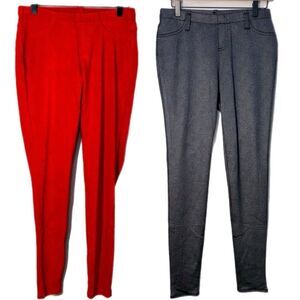 Lot of 2 Faded Glory Red Corduroy & Gray Glitter Jeggings Women’s Medium.